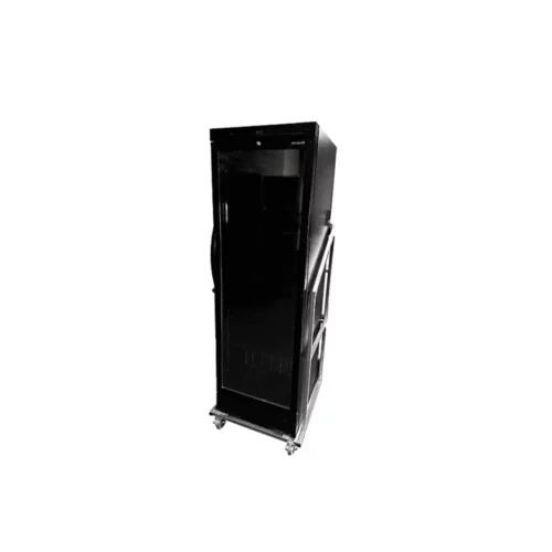 Koelkast Zwart 375ltr. Glazen deur, Verrijdbaar