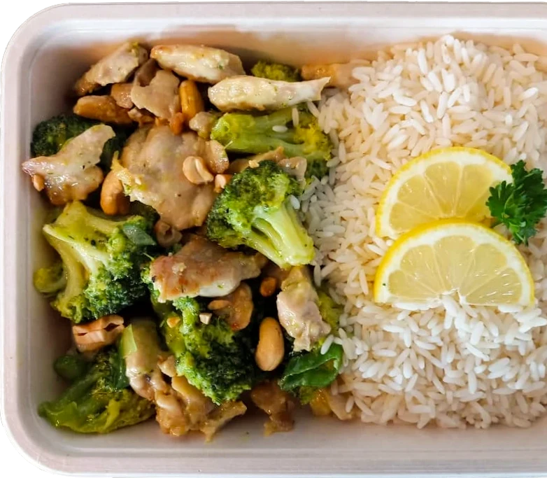 Maaltijd shoarma, broccoli en rijst