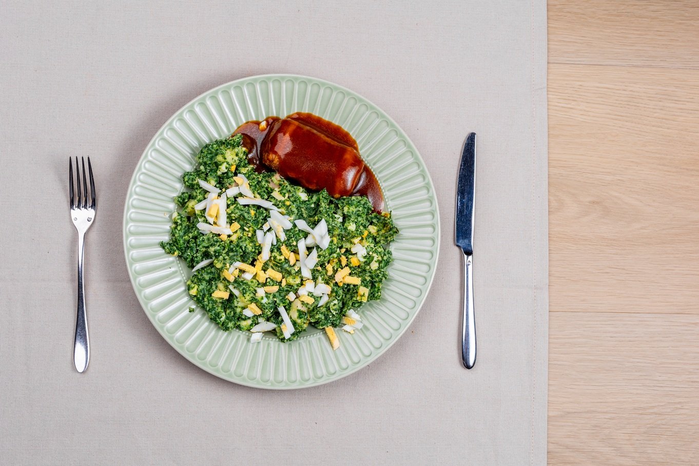 Spinaziestamppot met vink