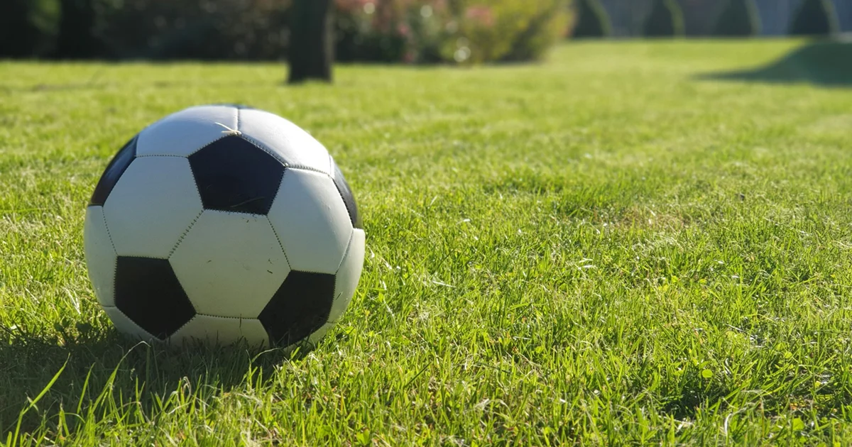 voetbal op een grasveld